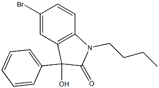 5-bromo-1-butyl-3-hydroxy-3-phenyl-1,3-dihydro-2H-indol-2-one Struktur