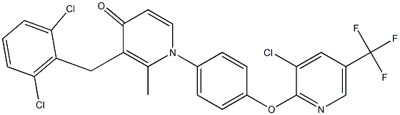 1-(4-{[3-chloro-5-(trifluoromethyl)-2-pyridinyl]oxy}phenyl)-3-(2,6-dichlorobenzyl)-2-methyl-4(1H)-pyridinone Struktur