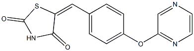 5-{(E)-[4-(2-pyrazinyloxy)phenyl]methylidene}-1,3-thiazolane-2,4-dione Struktur