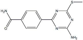 2-Amino-4-(4-carbamoylphenyl)-6-(methylthio)-1,3,5-triazine Struktur