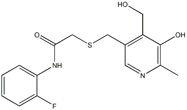 N1-(2-fluorophenyl)-2-({[5-hydroxy-4-(hydroxymethyl)-6-methyl-3-pyridyl]methyl}thio)acetamide Struktur