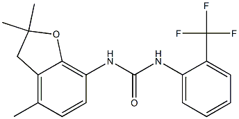 N-[2-(trifluoromethyl)phenyl]-N'-(2,2,4-trimethyl-2,3-dihydro-1-benzofuran-7-yl)urea Struktur