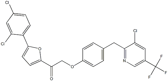 2-(4-{[3-chloro-5-(trifluoromethyl)-2-pyridinyl]methyl}phenoxy)-1-[5-(2,4-dichlorophenyl)-2-furyl]-1-ethanone Struktur