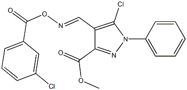 methyl 5-chloro-4-({[(3-chlorobenzoyl)oxy]imino}methyl)-1-phenyl-1H-pyrazole-3-carboxylate Struktur