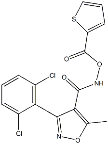 3-(2,6-dichlorophenyl)-5-methyl-N-[(2-thienylcarbonyl)oxy]isoxazole-4-carboxamide Struktur