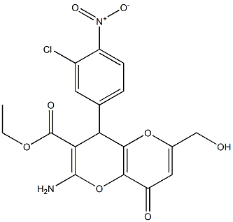 ethyl 2-amino-4-(3-chloro-4-nitrophenyl)-6-(hydroxymethyl)-8-oxo-4,8-dihydropyrano[3,2-b]pyran-3-carboxylate Struktur