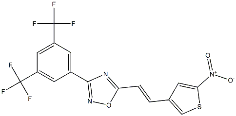 3-[3,5-di(trifluoromethyl)phenyl]-5-[2-(5-nitro-3-thienyl)vinyl]-1,2,4-oxadiazole Struktur