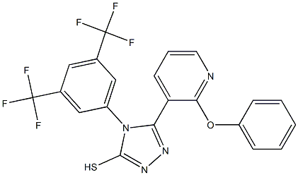 4-[3,5-di(trifluoromethyl)phenyl]-5-(2-phenoxy-3-pyridyl)-4H-1,2,4-triazole-3-thiol Struktur