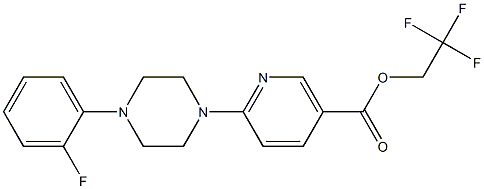 2,2,2-trifluoroethyl 6-[4-(2-fluorophenyl)piperazino]nicotinate Struktur