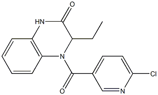 4-[(6-chloro-3-pyridinyl)carbonyl]-3-ethyl-3,4-dihydro-2(1H)-quinoxalinone Struktur