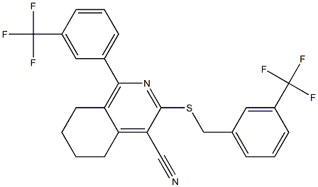 3-{[3-(trifluoromethyl)benzyl]sulfanyl}-1-[3-(trifluoromethyl)phenyl]-5,6,7,8-tetrahydro-4-isoquinolinecarbonitrile Struktur