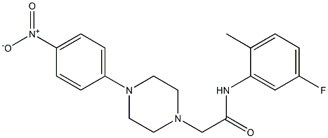 N-(5-fluoro-2-methylphenyl)-2-[4-(4-nitrophenyl)piperazino]acetamide Struktur