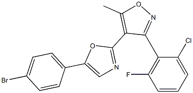 4-[5-(4-bromophenyl)-1,3-oxazol-2-yl]-3-(2-chloro-6-fluorophenyl)-5-methylisoxazole Struktur