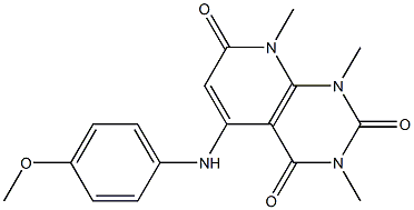 5-(4-methoxyanilino)-1,3,8-trimethyl-1,2,3,4,7,8-hexahydropyrido[2,3-d]pyrimidine-2,4,7-trione Struktur