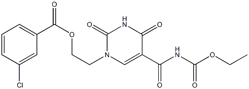 2-[5-{[(ethoxycarbonyl)amino]carbonyl}-2,4-dioxo-3,4-dihydro-1(2H)-pyrimidinyl]ethyl 3-chlorobenzenecarboxylate Struktur