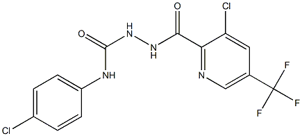 N1-(4-chlorophenyl)-2-{[3-chloro-5-(trifluoromethyl)-2-pyridyl]carbonyl}hydrazine-1-carboxamide Struktur