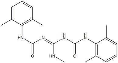 N'-[(E)-{[(2,6-dimethylanilino)carbonyl]amino}(methylamino)methylidene]-N-(2,6-dimethylphenyl)urea Struktur