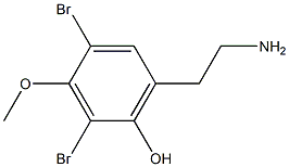 6-(2-aminoethyl)-2,4-dibromo-3-methoxyphenol Struktur