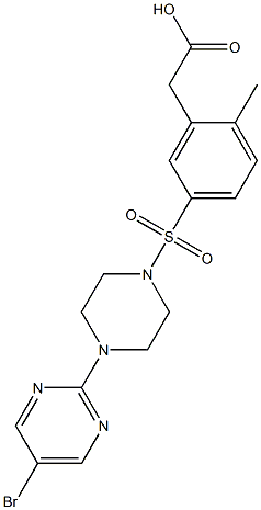 2-(5-(4-(5-brom opyrimidin-2-yl) piperazin-1-ylsulfonyl)-2-methylphenyl)acetic acid Struktur