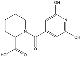 1-(2,6-dihydroxyisonicotinoyl)piperidine-2-carboxylic acid Struktur