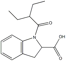 1-(2-ethylbutanoyl)-2,3-dihydro-1H-indole-2-carboxylic acid Struktur