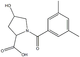 1-(3,5-dimethylbenzoyl)-4-hydroxypyrrolidine-2-carboxylic acid Struktur