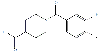 1-(3-fluoro-4-methylbenzoyl)piperidine-4-carboxylic acid Struktur