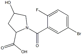 1-(5-bromo-2-fluorobenzoyl)-4-hydroxypyrrolidine-2-carboxylic acid Struktur