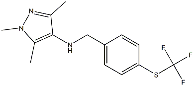 1,3,5-trimethyl-N-({4-[(trifluoromethyl)sulfanyl]phenyl}methyl)-1H-pyrazol-4-amine Struktur