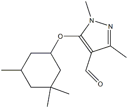 1,3-dimethyl-5-[(3,3,5-trimethylcyclohexyl)oxy]-1H-pyrazole-4-carbaldehyde Struktur