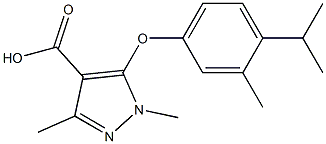 1,3-dimethyl-5-[3-methyl-4-(propan-2-yl)phenoxy]-1H-pyrazole-4-carboxylic acid Struktur