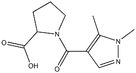 1-[(1,5-dimethyl-1H-pyrazol-4-yl)carbonyl]pyrrolidine-2-carboxylic acid Struktur