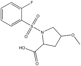 1-[(2-fluorobenzene)sulfonyl]-4-methoxypyrrolidine-2-carboxylic acid Struktur