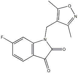 1-[(3,5-dimethyl-1,2-oxazol-4-yl)methyl]-6-fluoro-2,3-dihydro-1H-indole-2,3-dione Struktur