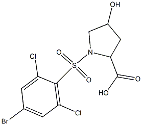 1-[(4-bromo-2,6-dichlorobenzene)sulfonyl]-4-hydroxypyrrolidine-2-carboxylic acid Struktur