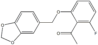 1-[2-(2H-1,3-benzodioxol-5-ylmethoxy)-6-fluorophenyl]ethan-1-one Struktur