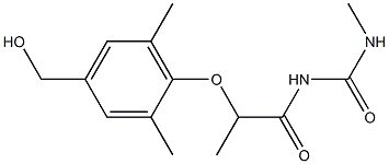 1-{2-[4-(hydroxymethyl)-2,6-dimethylphenoxy]propanoyl}-3-methylurea Struktur