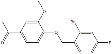 1-{4-[(2-bromo-4-fluorophenyl)methoxy]-3-methoxyphenyl}ethan-1-one Struktur