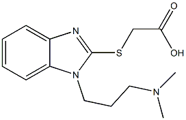 2-({1-[3-(dimethylamino)propyl]-1H-1,3-benzodiazol-2-yl}sulfanyl)acetic acid Struktur