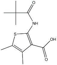 2-(2,2-dimethylpropanamido)-4,5-dimethylthiophene-3-carboxylic acid Struktur