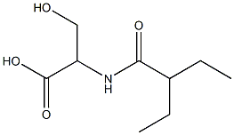 2-(2-ethylbutanamido)-3-hydroxypropanoic acid Struktur