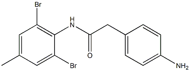 2-(4-aminophenyl)-N-(2,6-dibromo-4-methylphenyl)acetamide Struktur