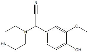 2-(4-hydroxy-3-methoxyphenyl)-2-(piperazin-1-yl)acetonitrile Struktur