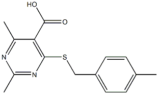 2,4-dimethyl-6-[(4-methylbenzyl)thio]pyrimidine-5-carboxylic acid Struktur