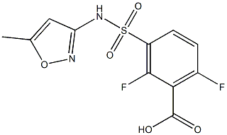 2,6-difluoro-3-[(5-methyl-1,2-oxazol-3-yl)sulfamoyl]benzoic acid Struktur