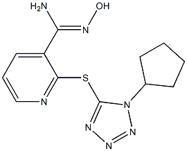 2-[(1-cyclopentyl-1H-1,2,3,4-tetrazol-5-yl)sulfanyl]-N'-hydroxypyridine-3-carboximidamide Struktur