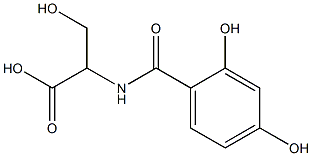 2-[(2,4-dihydroxybenzoyl)amino]-3-hydroxypropanoic acid Struktur