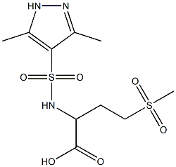 2-[(3,5-dimethyl-1H-pyrazole-4-)sulfonamido]-4-methanesulfonylbutanoic acid Struktur