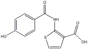 2-[(4-hydroxybenzene)amido]thiophene-3-carboxylic acid Struktur