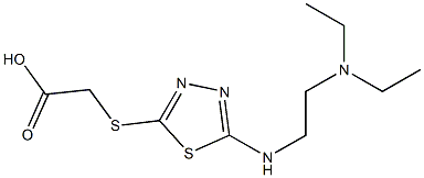 2-[(5-{[2-(diethylamino)ethyl]amino}-1,3,4-thiadiazol-2-yl)sulfanyl]acetic acid Struktur